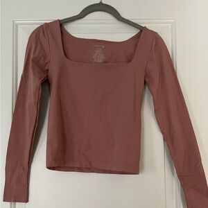 Women's Free People Long Sleeve Square Neck Top - Mauve